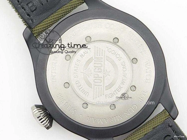 MIROTIME 0309 Big Pilot Top Gun Miramar PVD Plated Titanium on Green Nylon Strap A23J Refined 7398